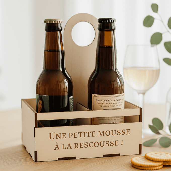 Panier cadeau personnalisé en bois – Gravure sur mesure