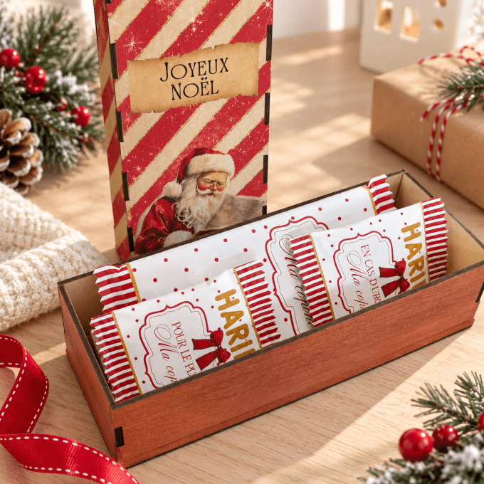 Chocolats et bonbons personnalisés pour Noël - Rouge et blanc