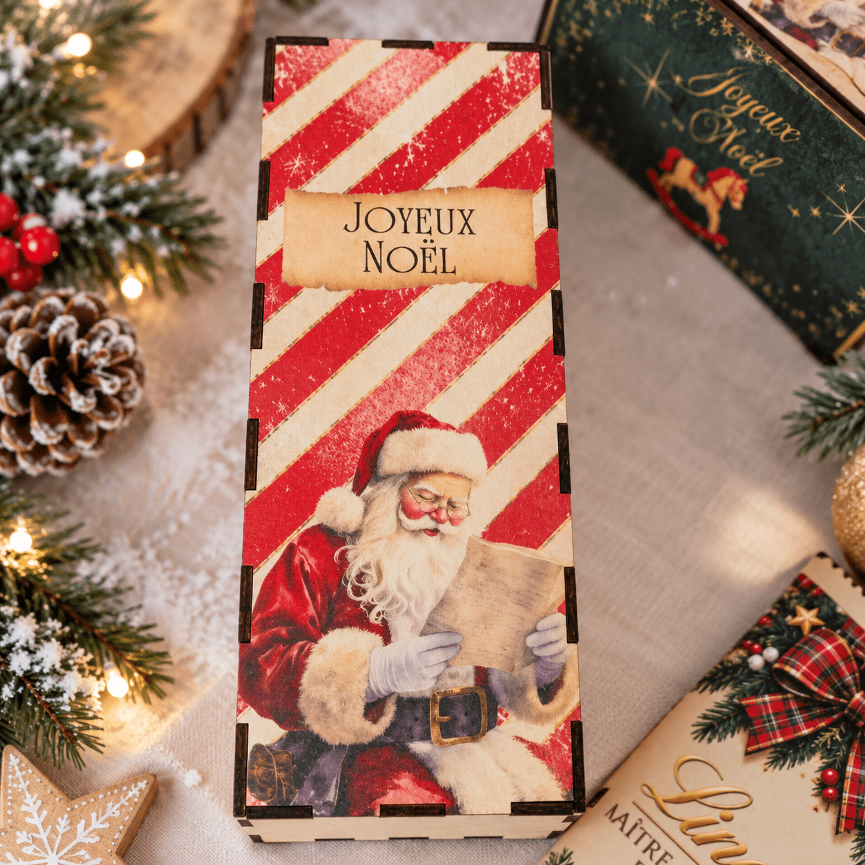 Boîte en bois personnalisée de Noël – Boîte à gourmandises