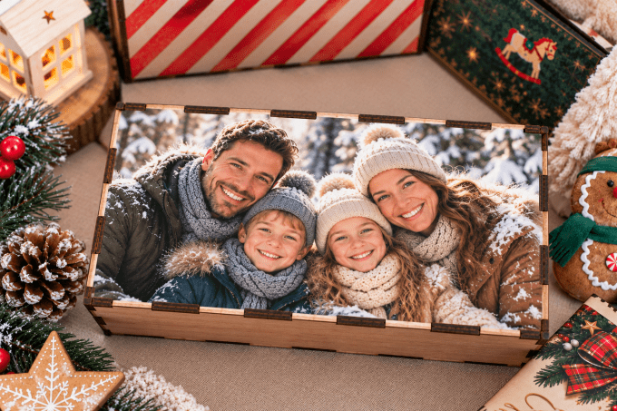 Boîte en bois personnalisée de Noël – Boîte à gourmandises