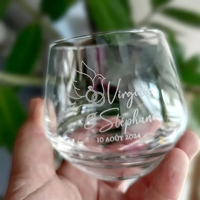 Verre à whisky personnalisé avec prénoms et date pour mariage