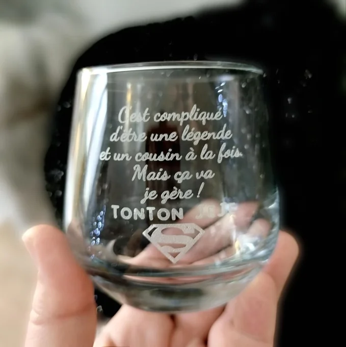 Verre à whisky personnalisé avec texte gravé pour homme